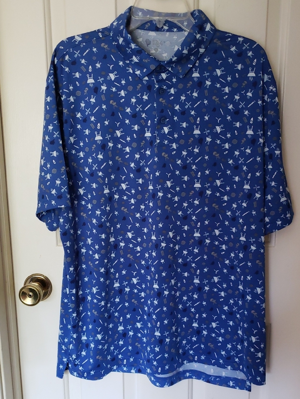 1764 Golf Performance Polo With BBQ Grilling Summer Print XL